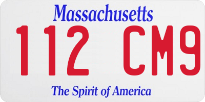 MA license plate 112CM9