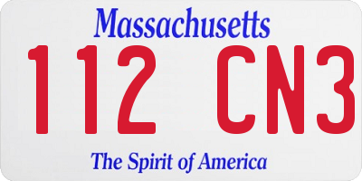 MA license plate 112CN3