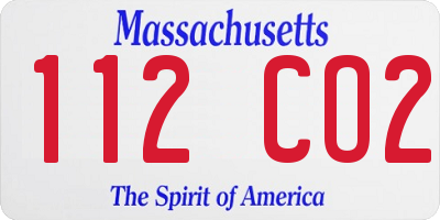 MA license plate 112CO2