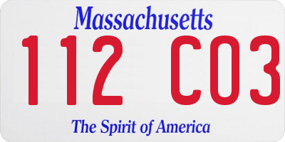 MA license plate 112CO3