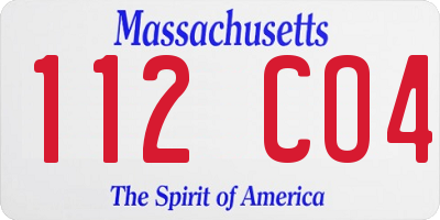 MA license plate 112CO4