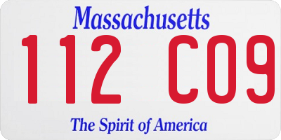 MA license plate 112CO9