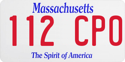 MA license plate 112CP0
