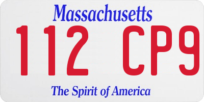 MA license plate 112CP9