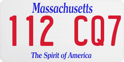 MA license plate 112CQ7