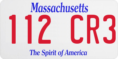 MA license plate 112CR3