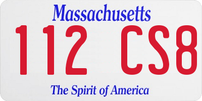 MA license plate 112CS8