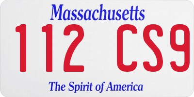 MA license plate 112CS9