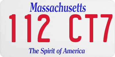 MA license plate 112CT7