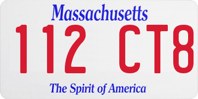 MA license plate 112CT8