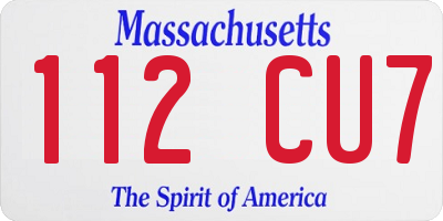 MA license plate 112CU7