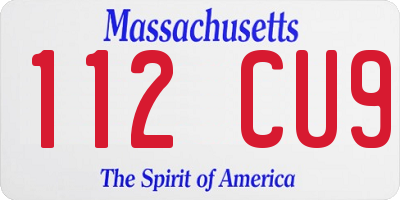 MA license plate 112CU9