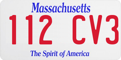MA license plate 112CV3