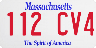 MA license plate 112CV4