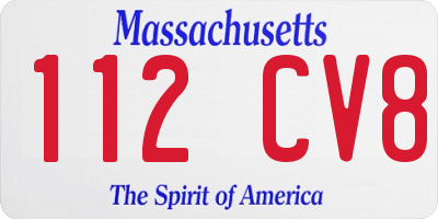 MA license plate 112CV8