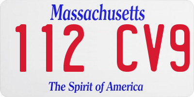 MA license plate 112CV9