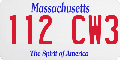 MA license plate 112CW3