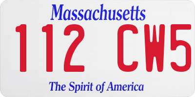 MA license plate 112CW5