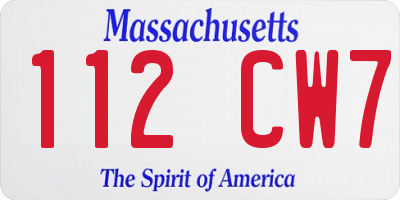 MA license plate 112CW7