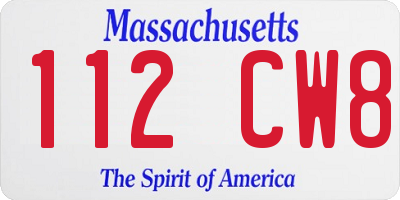 MA license plate 112CW8