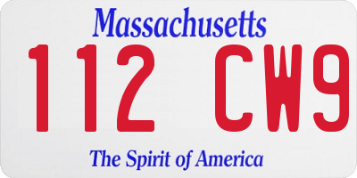MA license plate 112CW9