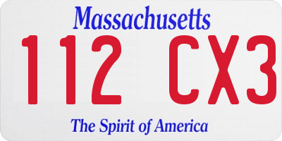 MA license plate 112CX3
