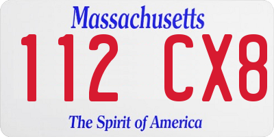 MA license plate 112CX8