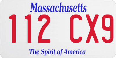 MA license plate 112CX9