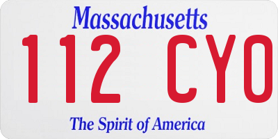 MA license plate 112CY0