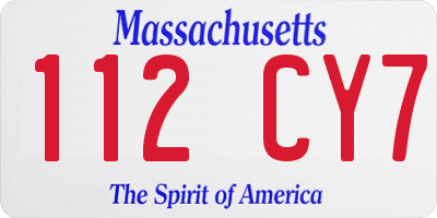 MA license plate 112CY7