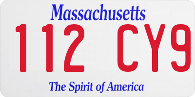 MA license plate 112CY9