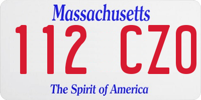MA license plate 112CZ0