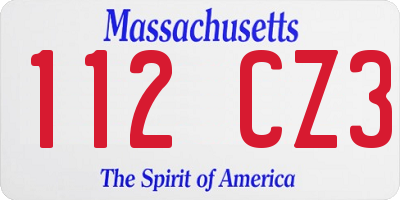 MA license plate 112CZ3