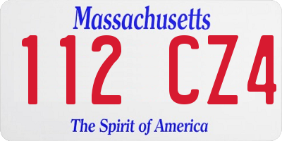 MA license plate 112CZ4