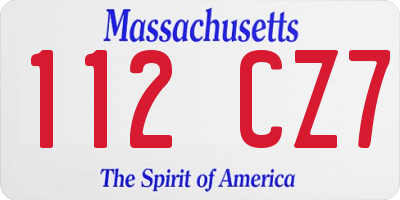 MA license plate 112CZ7