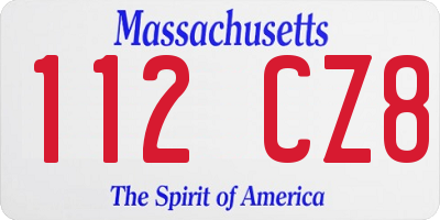 MA license plate 112CZ8