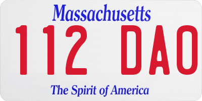 MA license plate 112DA0