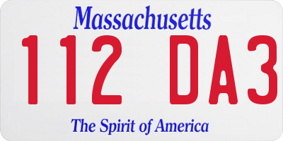 MA license plate 112DA3