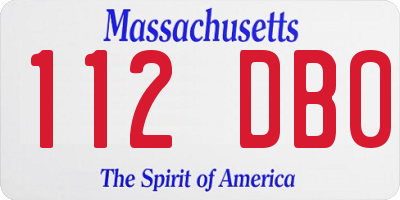 MA license plate 112DB0