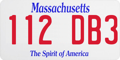 MA license plate 112DB3