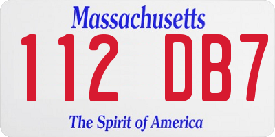 MA license plate 112DB7