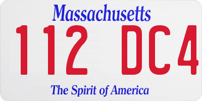 MA license plate 112DC4