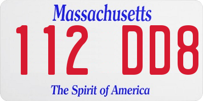 MA license plate 112DD8