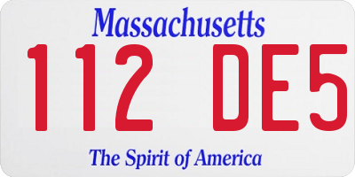 MA license plate 112DE5