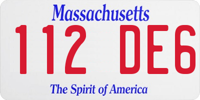 MA license plate 112DE6