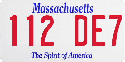 MA license plate 112DE7