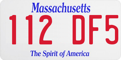 MA license plate 112DF5