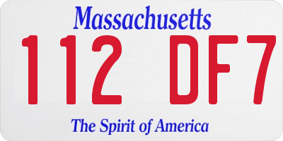 MA license plate 112DF7