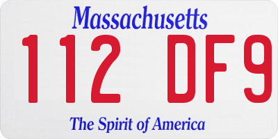 MA license plate 112DF9