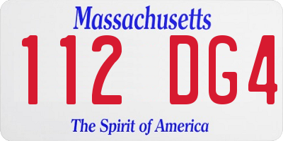 MA license plate 112DG4
